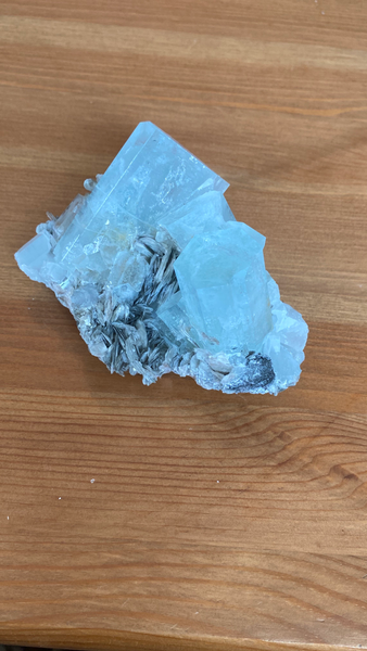 Aquamarine Cluster with Mica - RopesandRocks