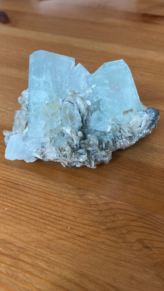 Aquamarine Cluster with Mica - RopesandRocks