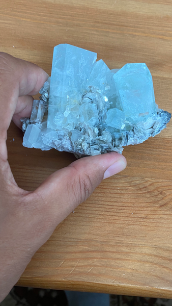 Aquamarine Cluster with Mica - RopesandRocks