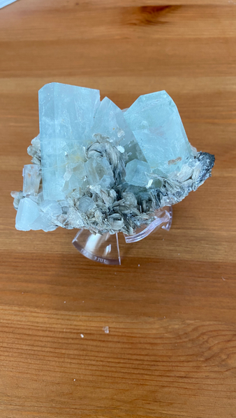 Aquamarine Cluster with Mica - RopesandRocks