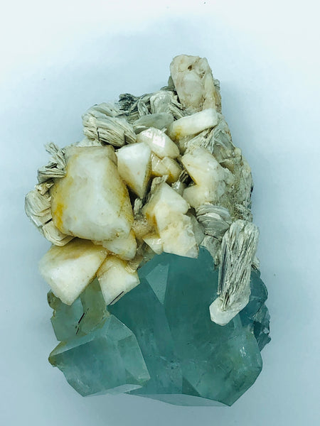 Aquamarine with Albite Crystals and Mica - RopesandRocks