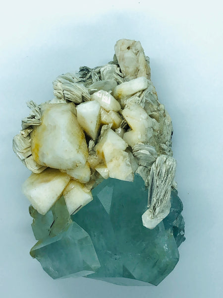 Aquamarine with Albite Crystals and Mica - RopesandRocks