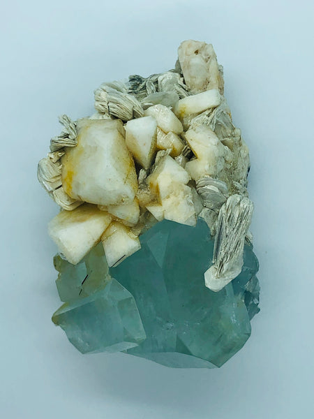 Aquamarine with Albite Crystals and Mica - RopesandRocks