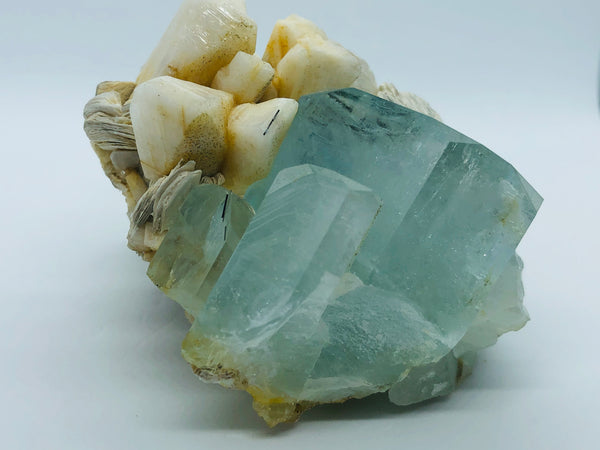 Aquamarine with Albite Crystals and Mica - RopesandRocks