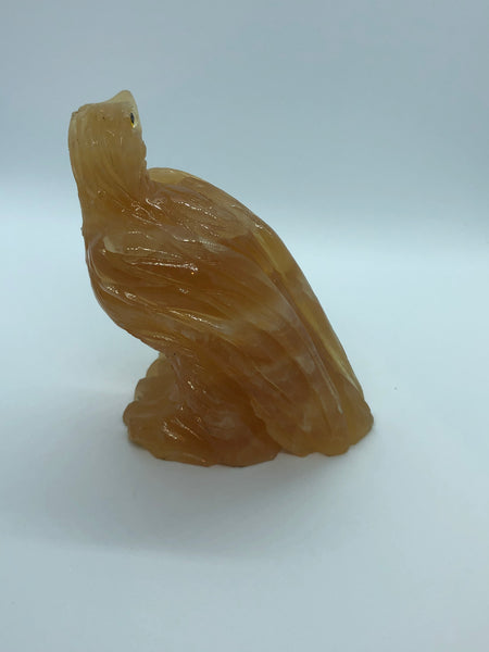 Orange calcite hand made eagle - RopesandRocks